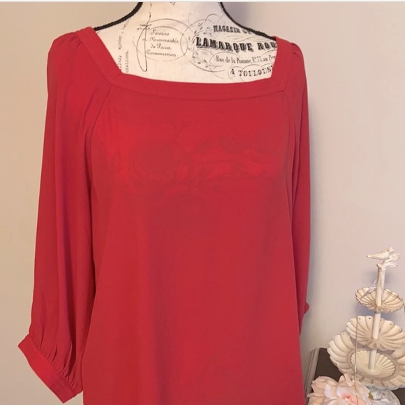 LOFT Tops - LOFT square neck, coral popover top